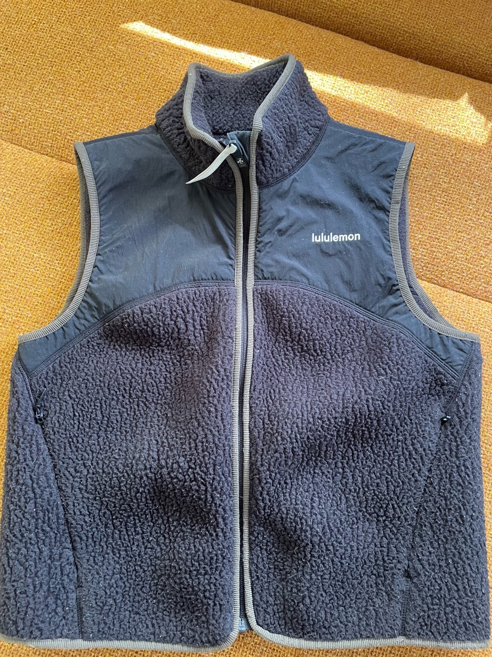 lululemon athletica Black Sherpa Vest with Gray Trim